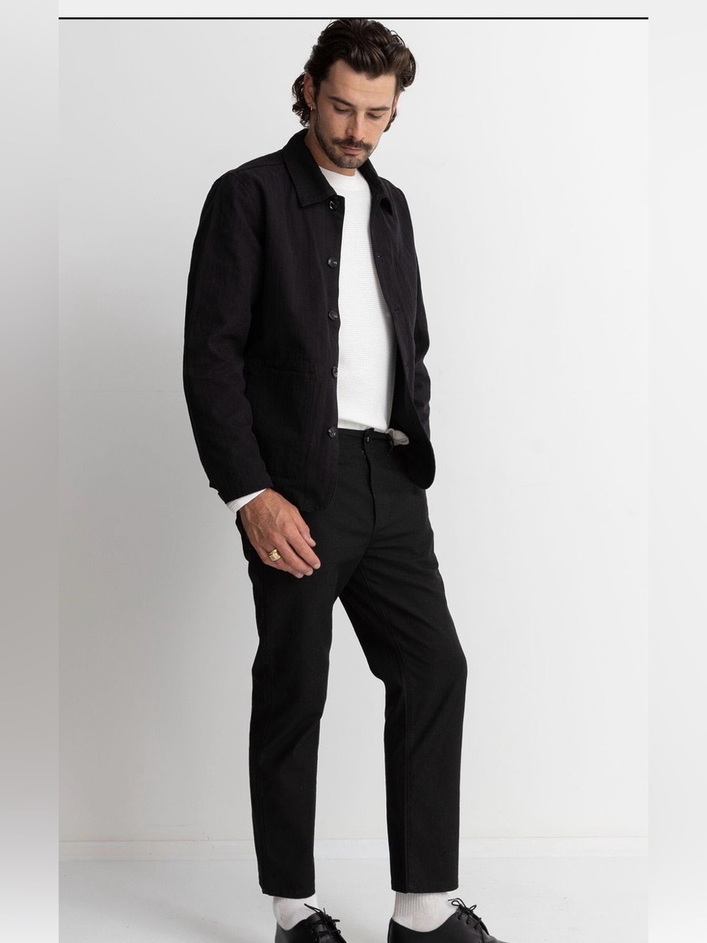 Rhythm Fatigue Pant Charcoal Gray Cotton Twill Straight Leg Taper Minimalist-34